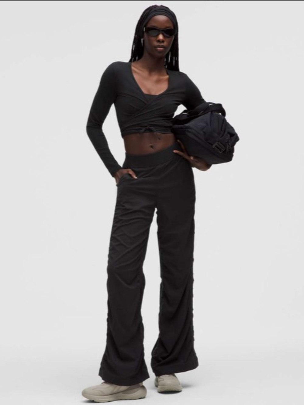 lululemon athletica Ruched High-Rise Wide-Leg Pant — Black